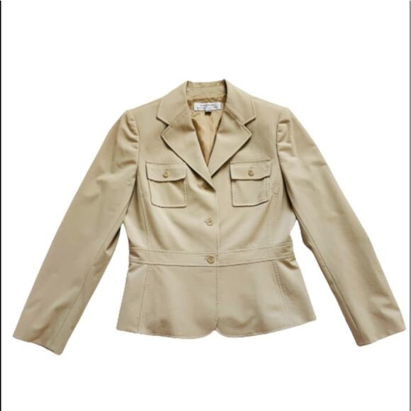Tahari ASL Blazer Jacket Khaki Cream Tan Button Front Professional Blazer Size 8 - Picture 9 of 10